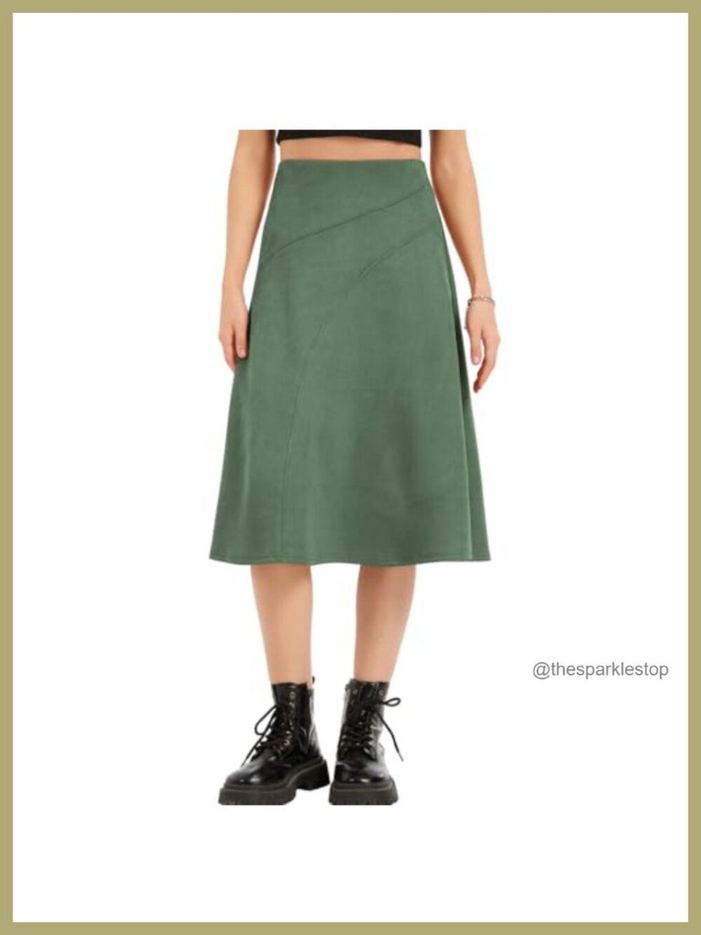 Women's High Waist A-Line Suede Midi Skirt Fall Winter Western Cowgirl